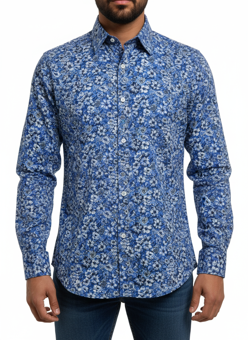 FLORAL NAVY BLUE 15 Men's Shirt