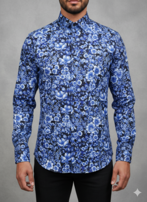 FLORAL NAVY BLUE 2 Men's Shirt