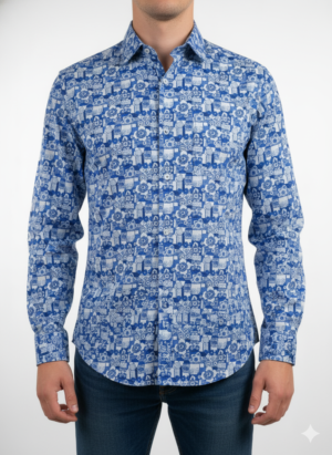FLORAL BLUE 4 Men's Shirt