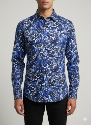 FLORAL NAVY BLUE 4 Men's Shirt