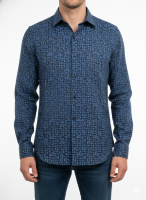 GEOMETRIC NAVY BLUE 1 Men's Shirt