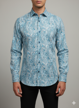 PAISLEY CYAN 1 Men's Shirt