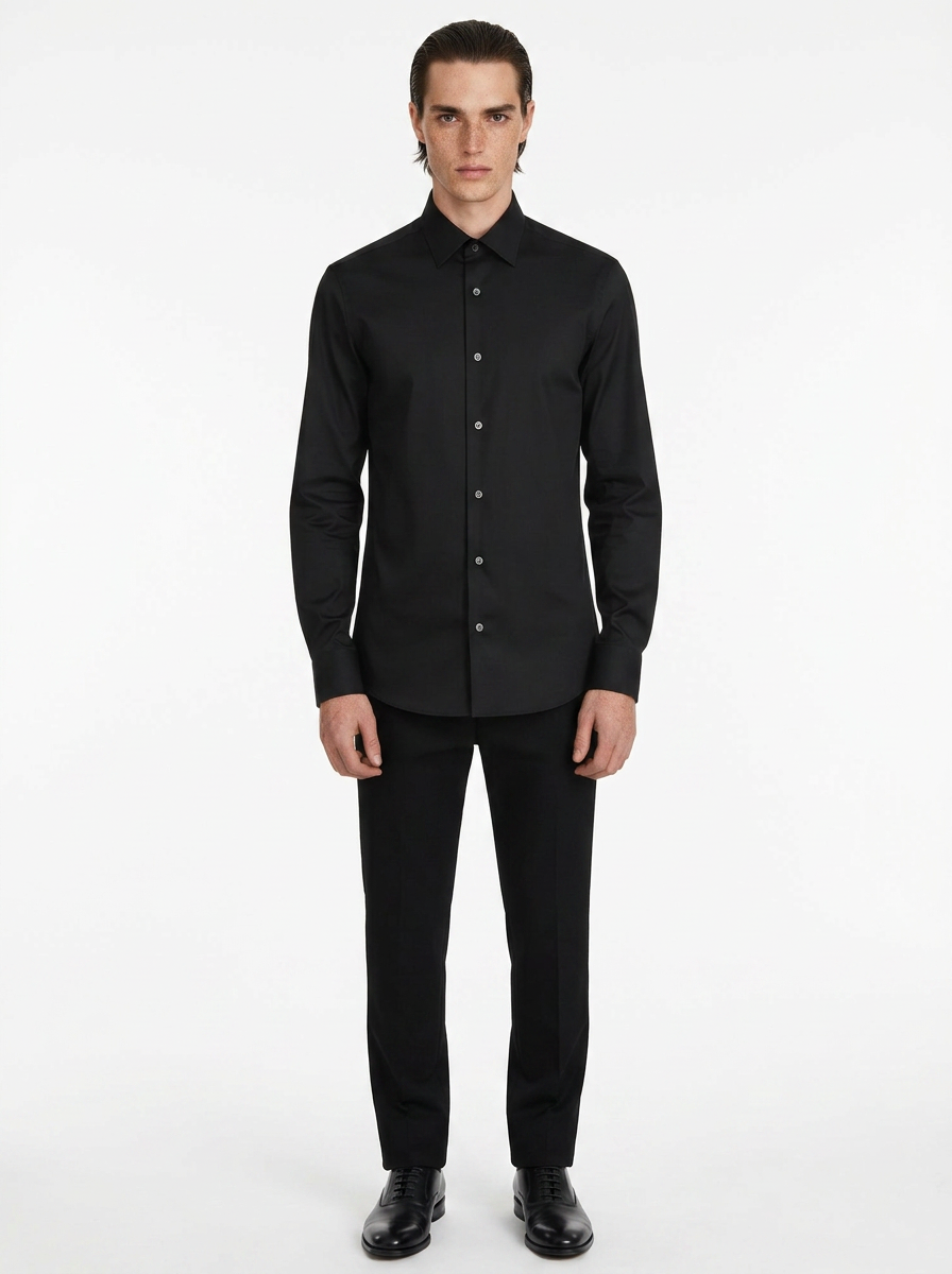 Solid Black Men's Italian Shirt | Vol. 2
