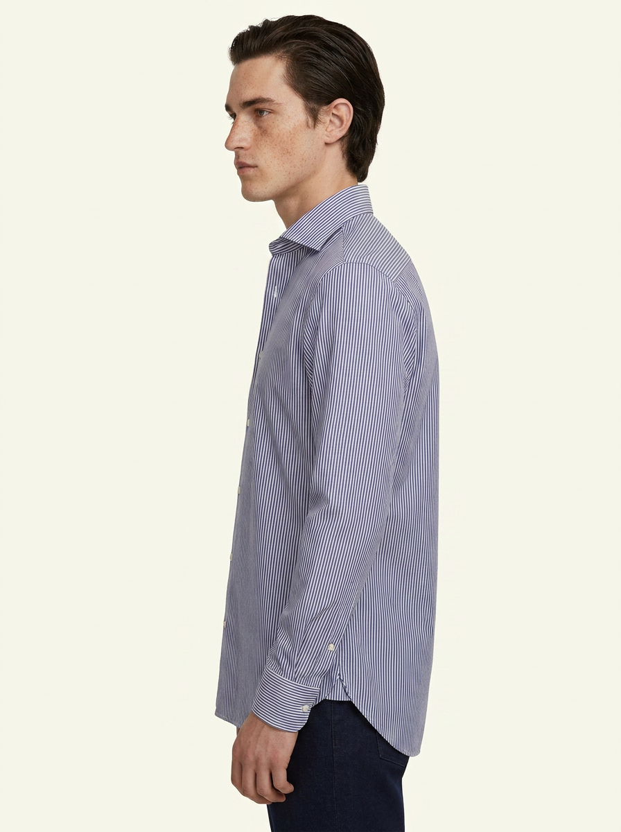 Striped Navy Blue Men's Italian Shirt | Vol. 1
