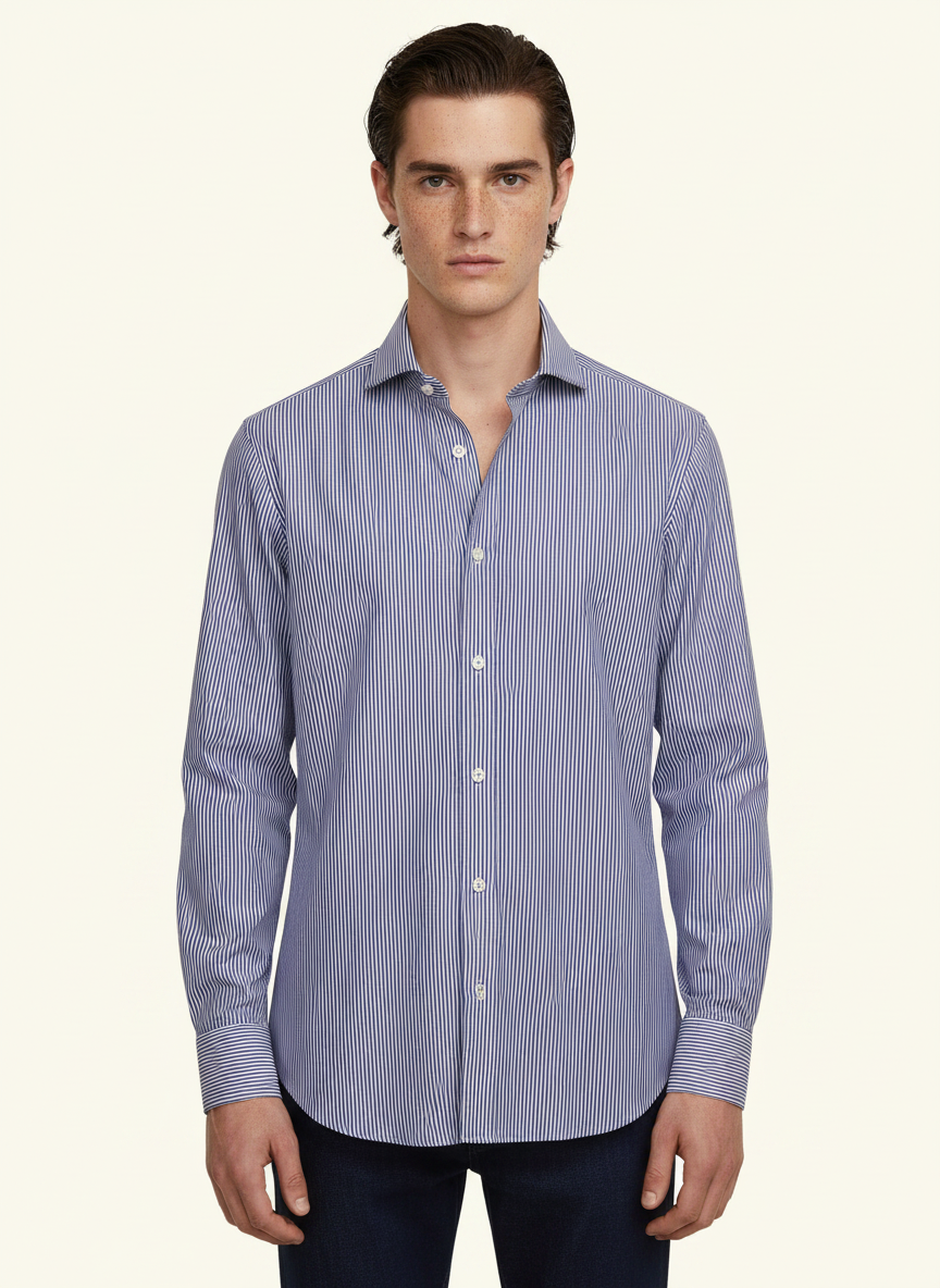 Striped Navy Blue Men's Italian Shirt | Vol. 1